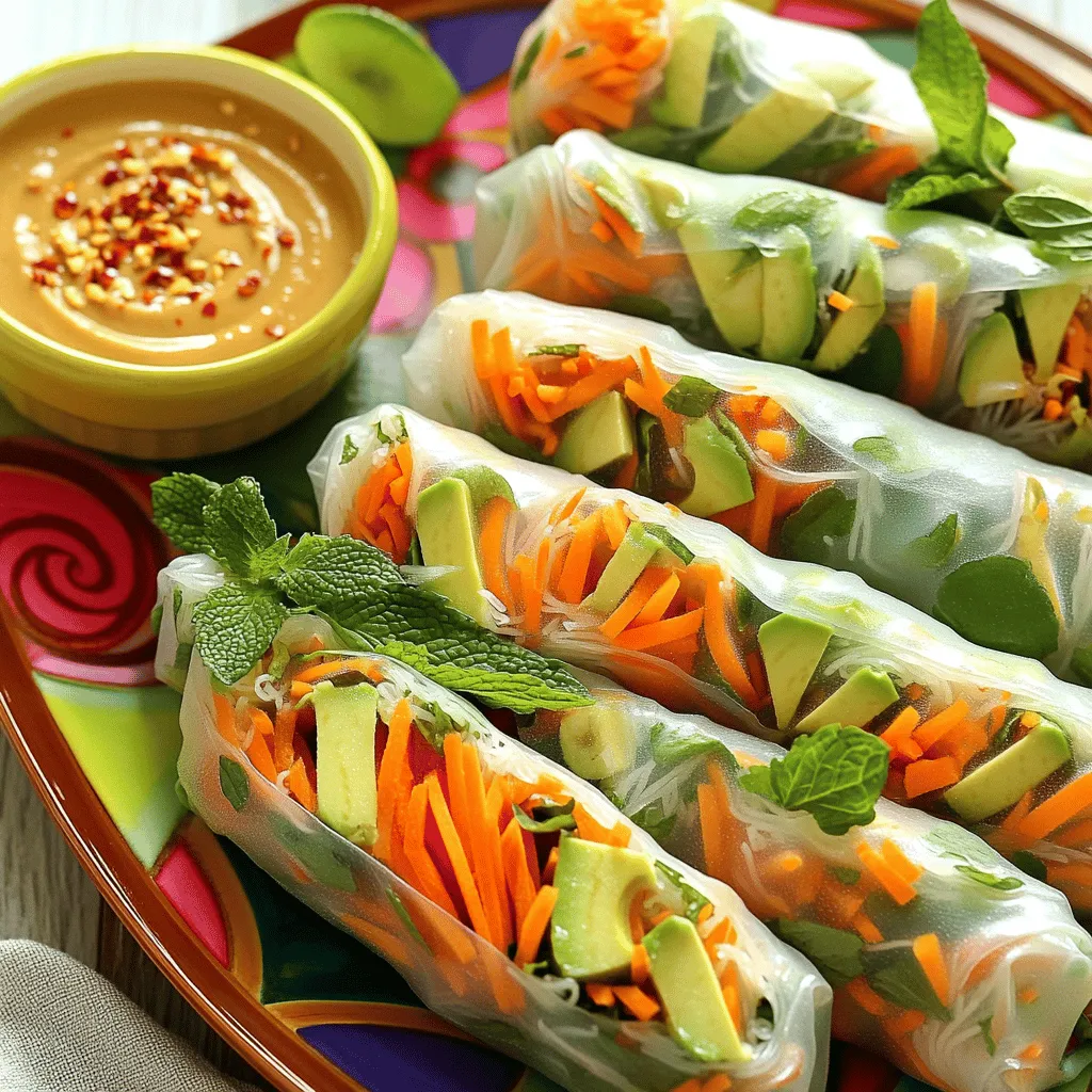 Vegetable Spring Rolls with Peanut Sauce Delight