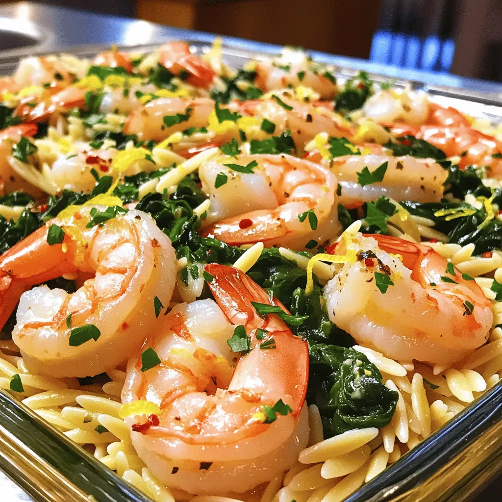 Lemon Garlic Shrimp with Spinach Orzo Delight