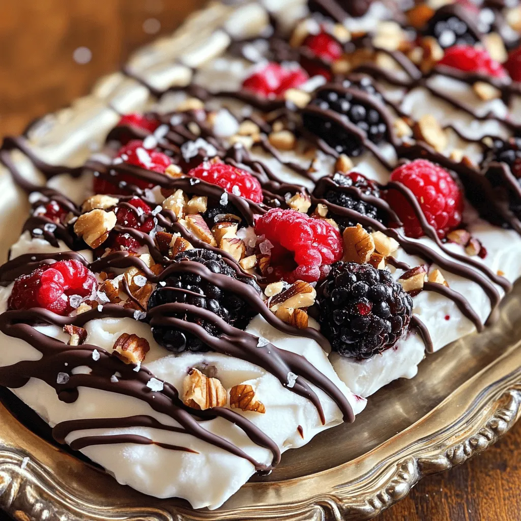 Frozen Yogurt Bark with Dark Chocolate Swirl Delight