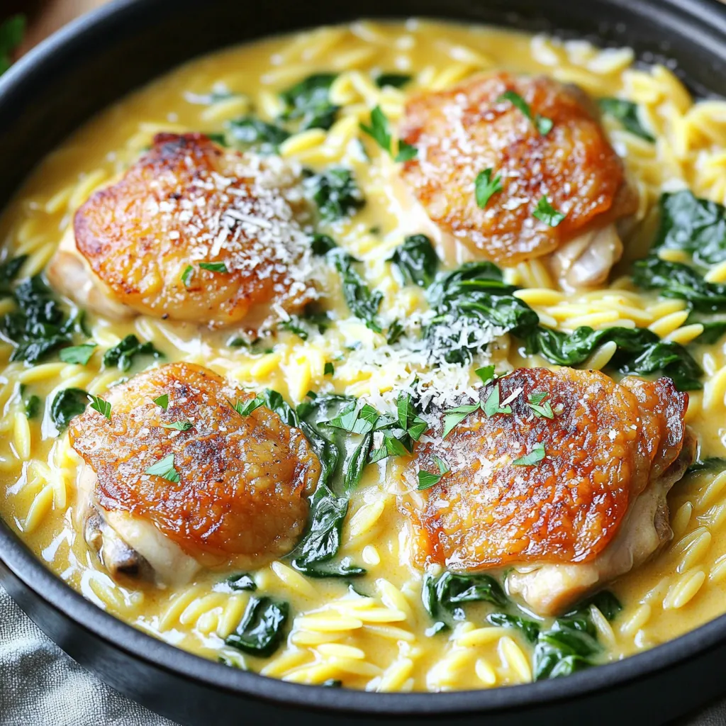 One-Pot Creamy Garlic Butter Chicken Orzo Delight
