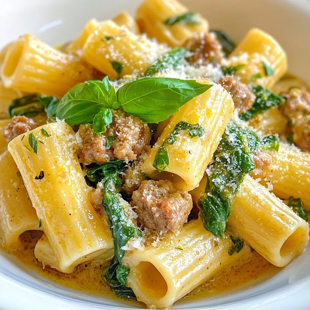 Creamy Sausage Rigatoni with Spinach Flavorful Dish