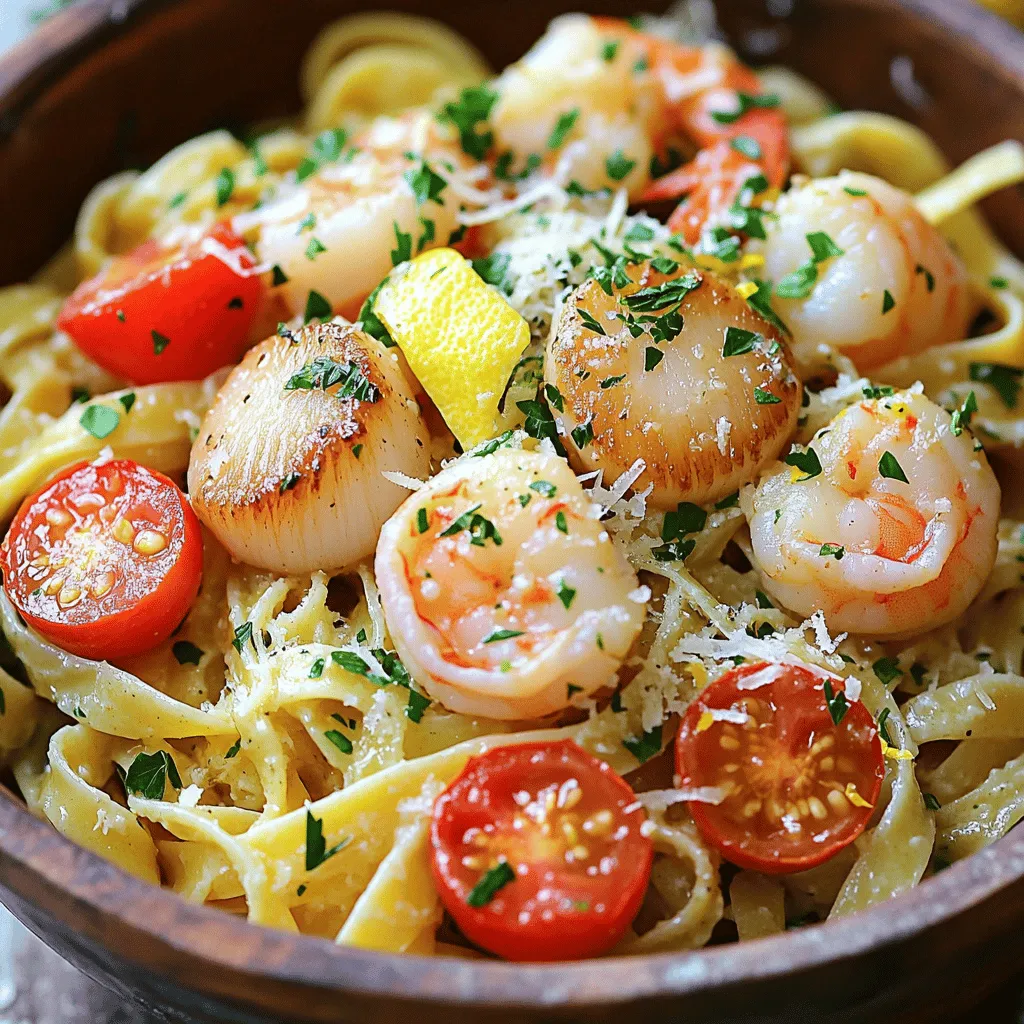 Garlic Butter Scallop and Shrimp Pasta Delight