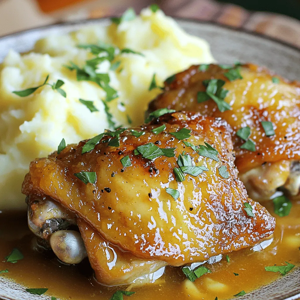 Apple Cider Braised Chicken Thighs with Garlic Herbs Delight