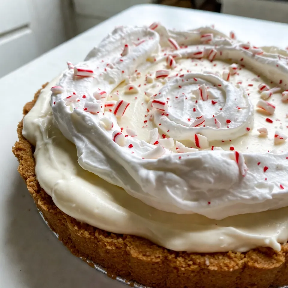 No-Bake Peppermint White Chocolate Mousse Pie Delight
