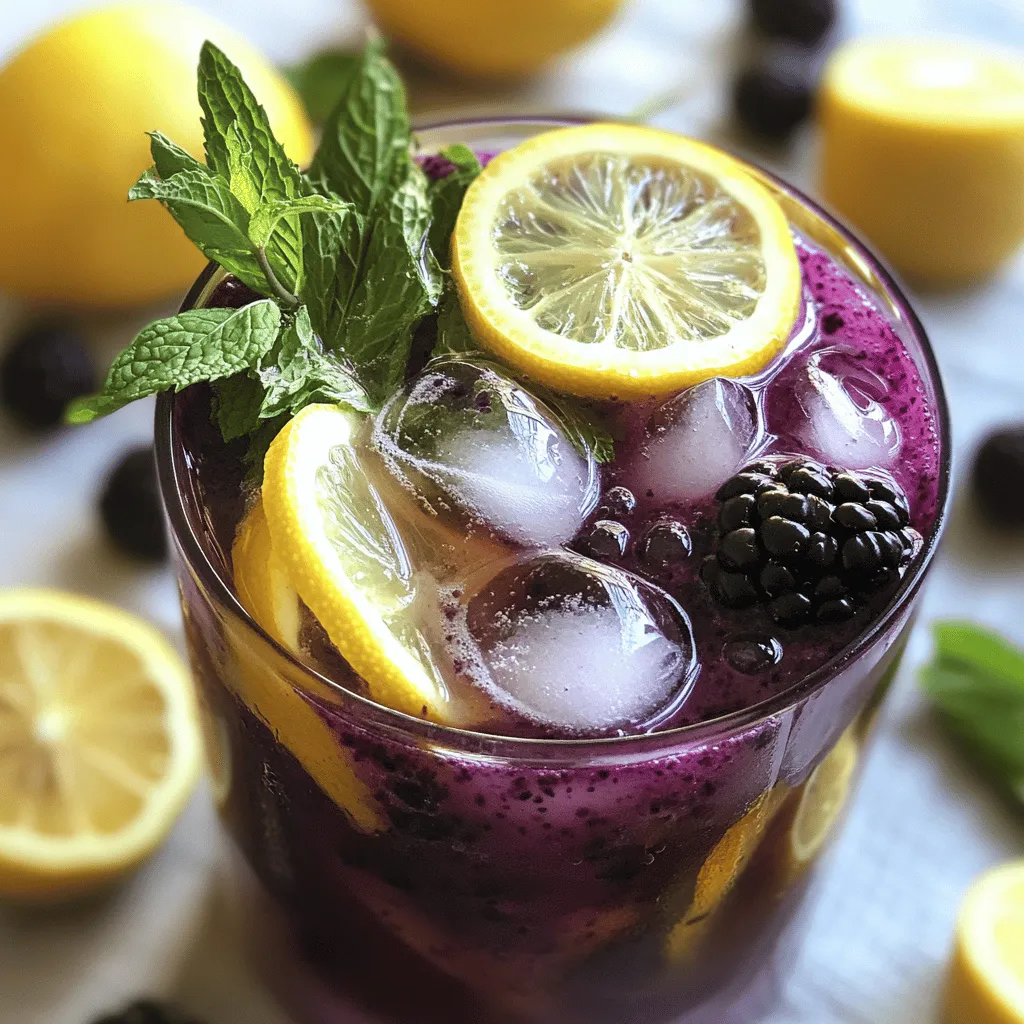 Blackberry Lemon Verbena Fizz Refreshing Summer Drink