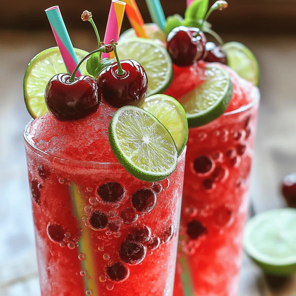 Cherry Lime Soda Slushies Refreshing Summer Treat
