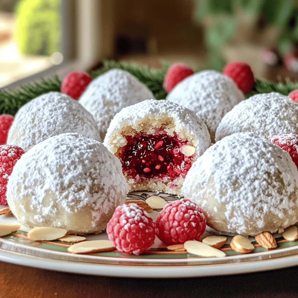 Raspberry Almond Snowball Cookies Delightful Treat