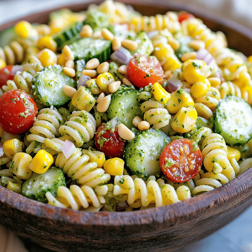 Flavorful Summer Pasta Salad with Corn and Creamy Pesto