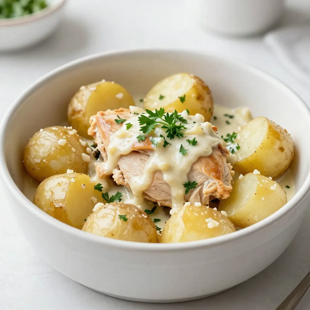 Crockpot Garlic Parmesan Chicken &#038; Potatoes Delight
