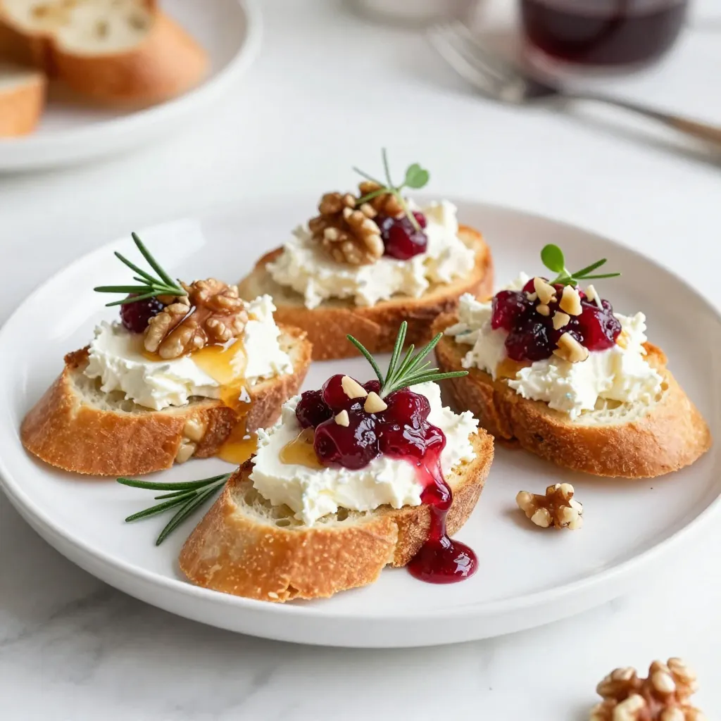 Thanksgiving Cranberry Goat Cheese Crostini Delight