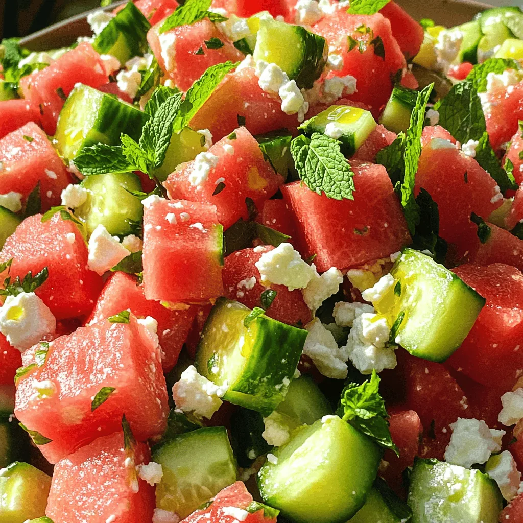 Refreshing Watermelon Cucumber Feta Salad Delight
