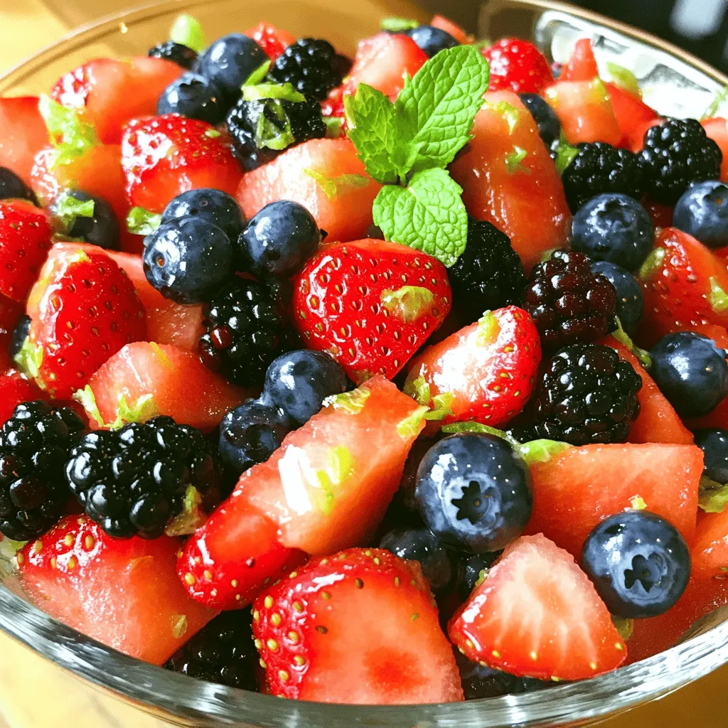 Watermelon Berry Fruit Salad with Lime Dressing Delight