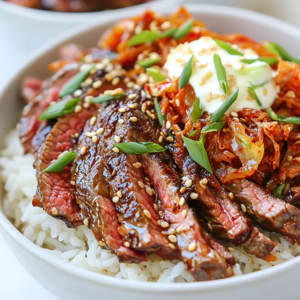 Korean BBQ Steak Rice Bowls with Spicy Cream Delight