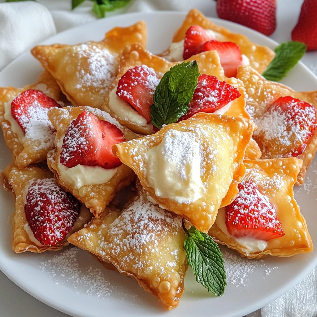 Crispy Strawberry Cheesecake Wontons Easy Delight