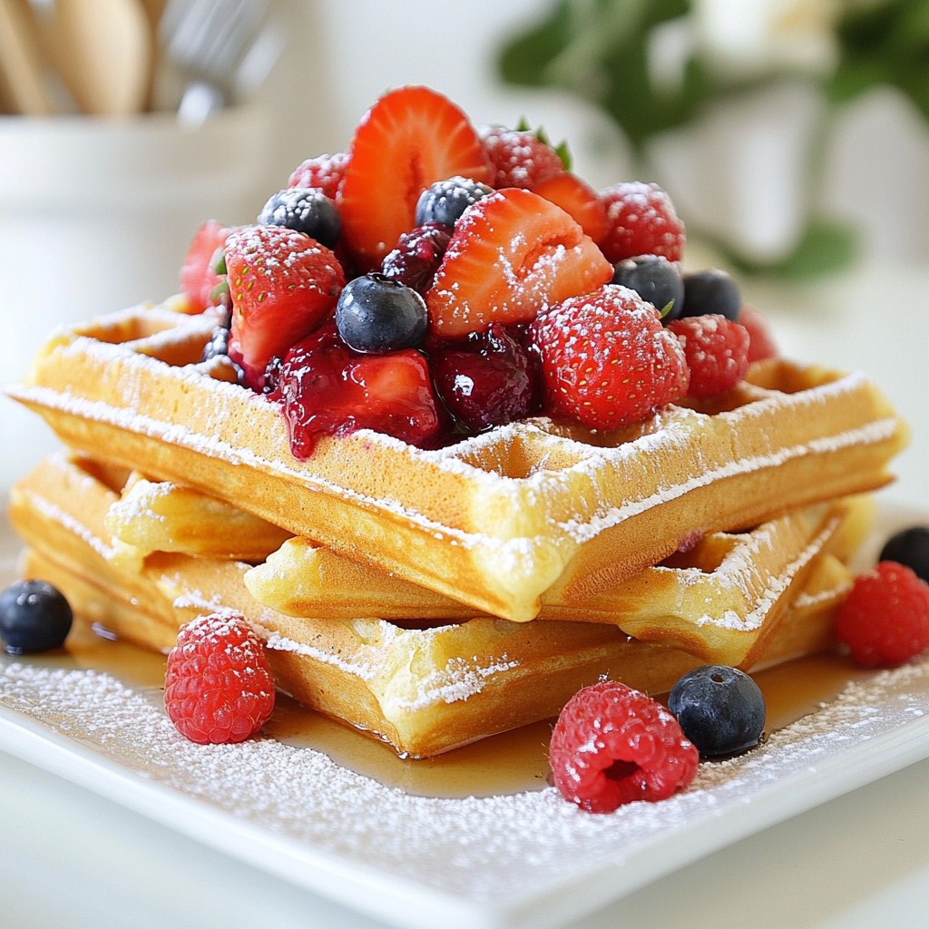 Crispy Breakfast Buttermilk Waffles with Berry Compote