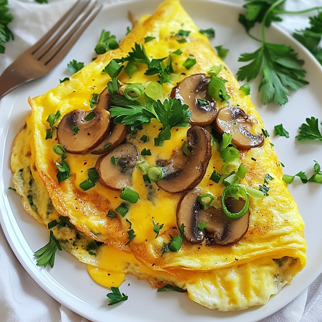 Creamy Brunch Mushroom and Swiss Omelette Recipe