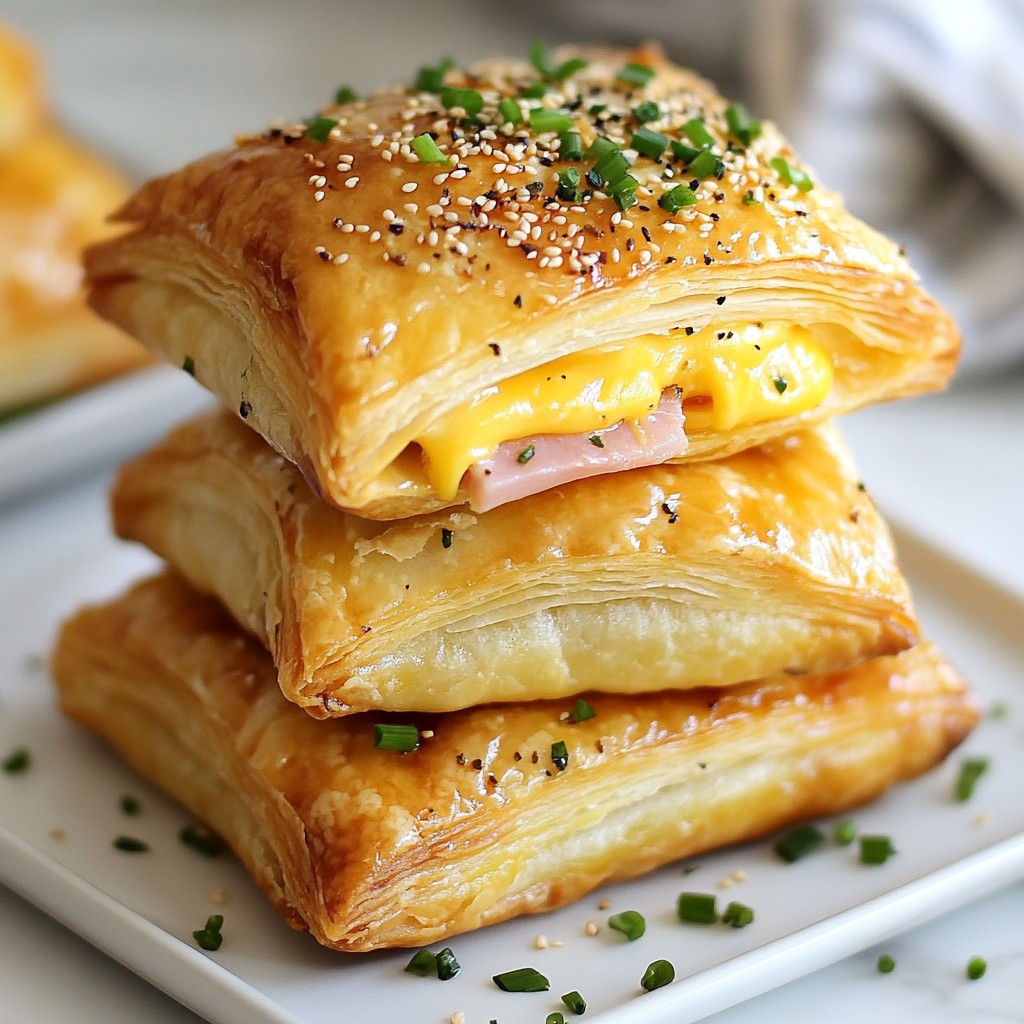 Crispy Ham and Cheese Pastry Stacks Delightful Treat