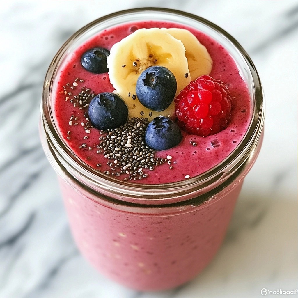 Overnight Breakfast Berry and Oatmeal Smoothie Delight