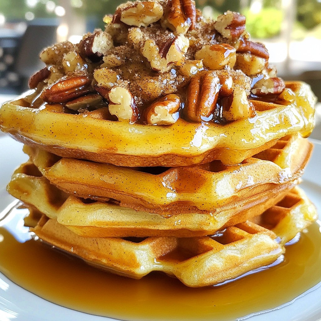 Crispy Waffles with Maple Pecan Topping Delight
