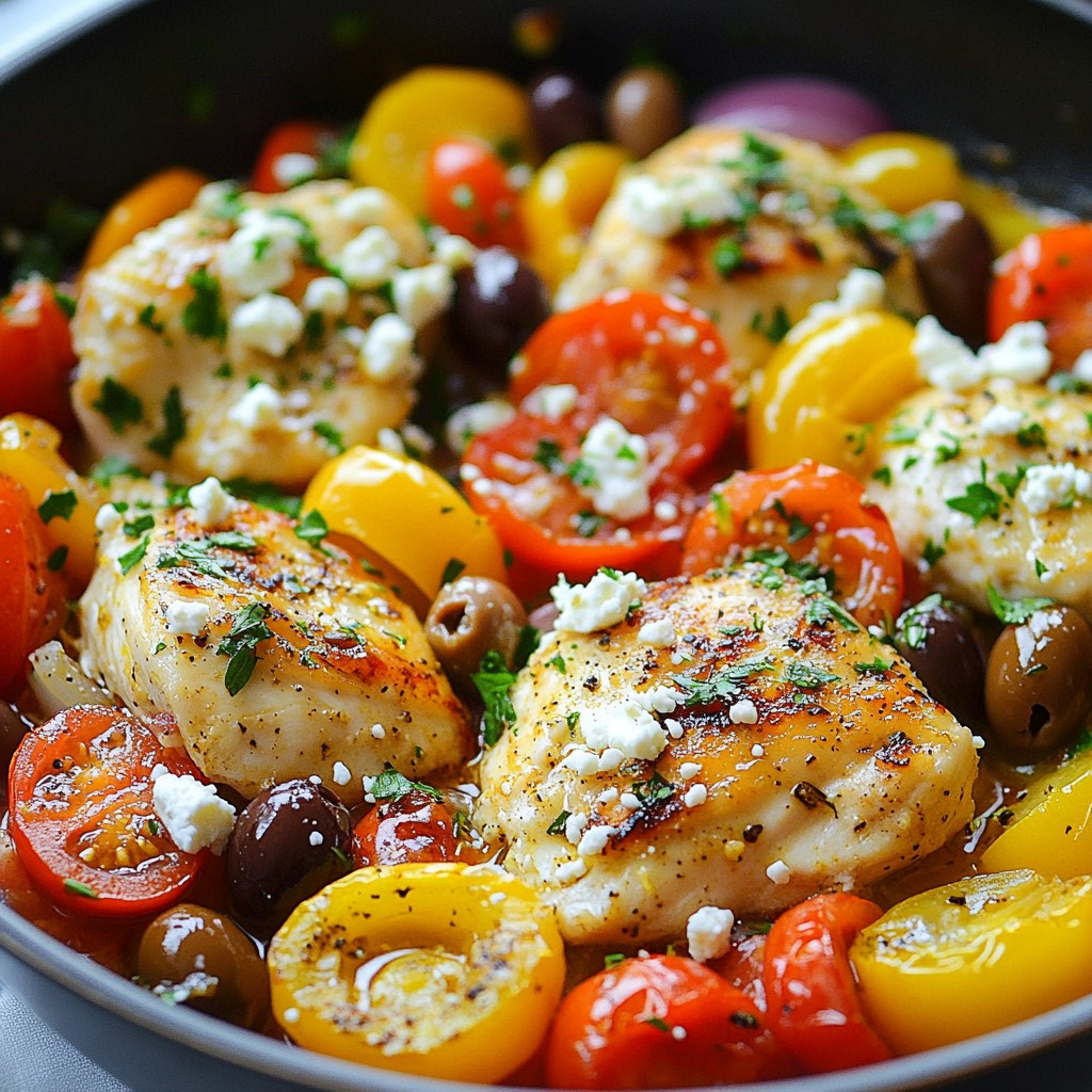 Lemon Feta Greek Chicken Skillet Tasty and Easy Meal