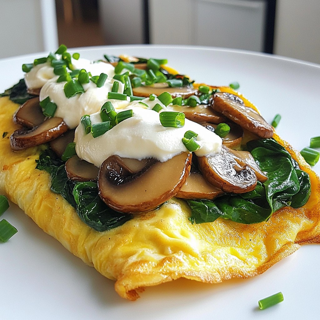 Creamy Breakfast Mushroom and Spinach Omelette Delight