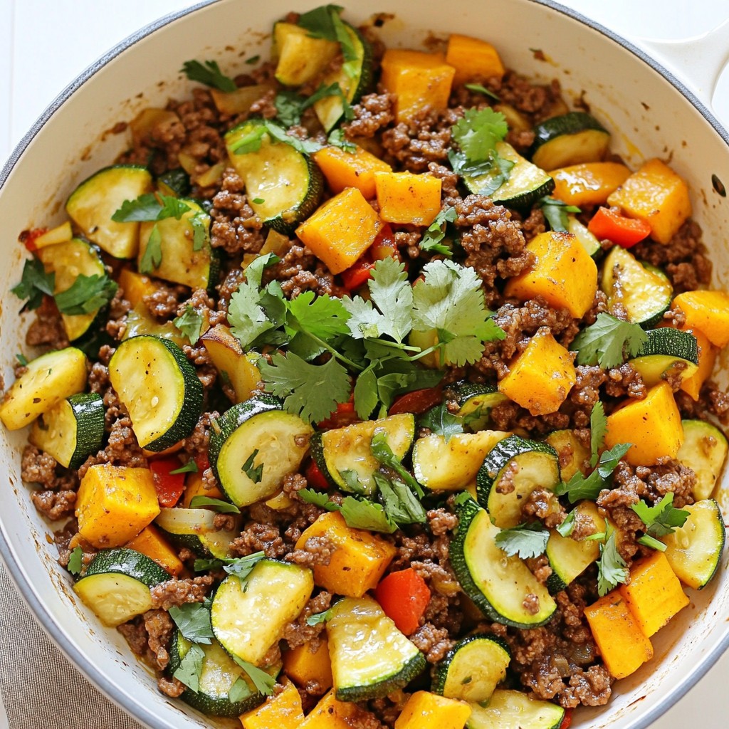 Ground Beef Zucchini Sweet Potato Skillet Delight