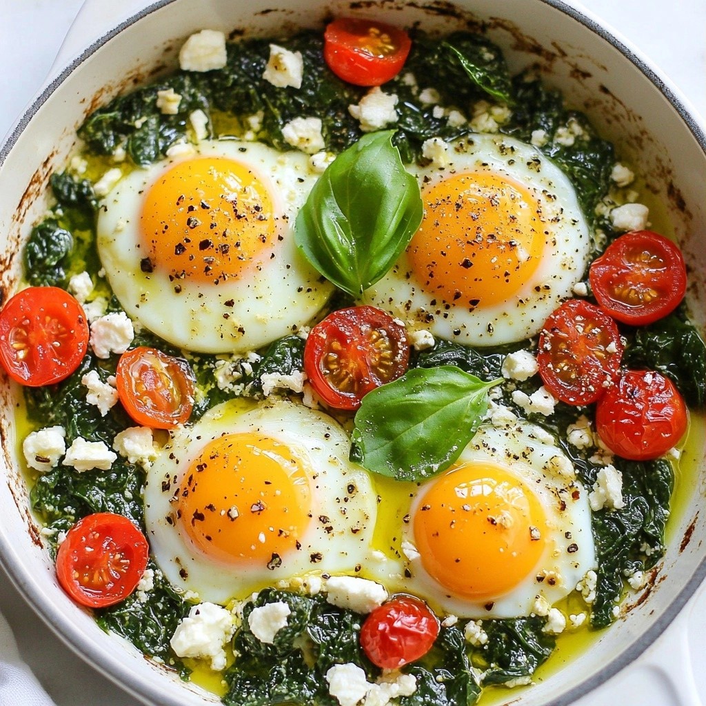 Quick Breakfast Spinach and Feta Eggs in Purgatory Delight