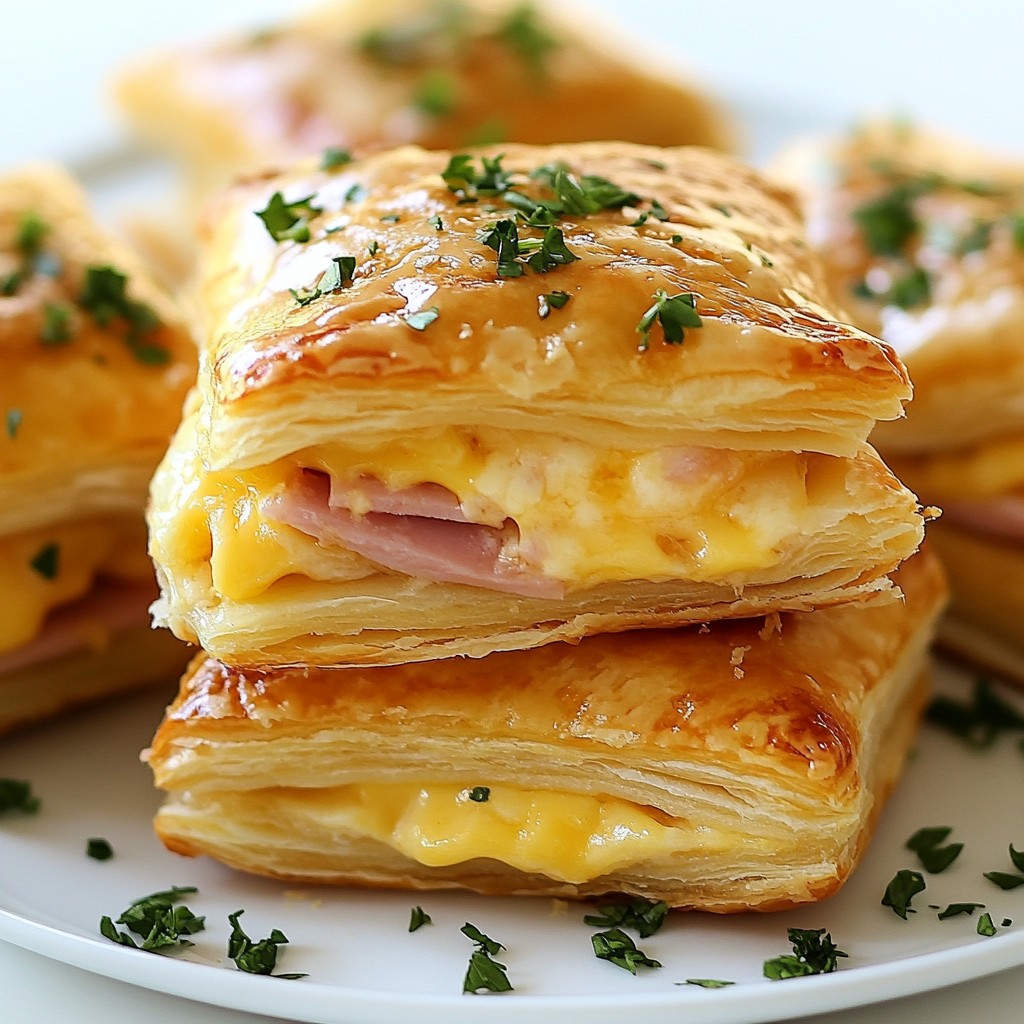 Crispy Ham and Cheese Puff Pastry Stacks Delight