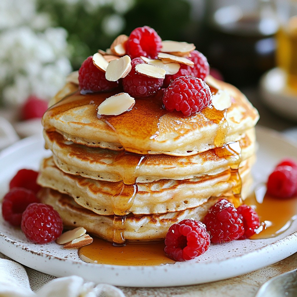 Fluffy Breakfast Raspberry Almond Pancakes Delight
