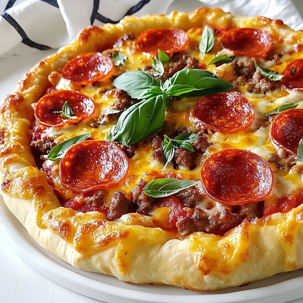 Hamburger Sausage Pepperoni Pie Crispy and Flavorful