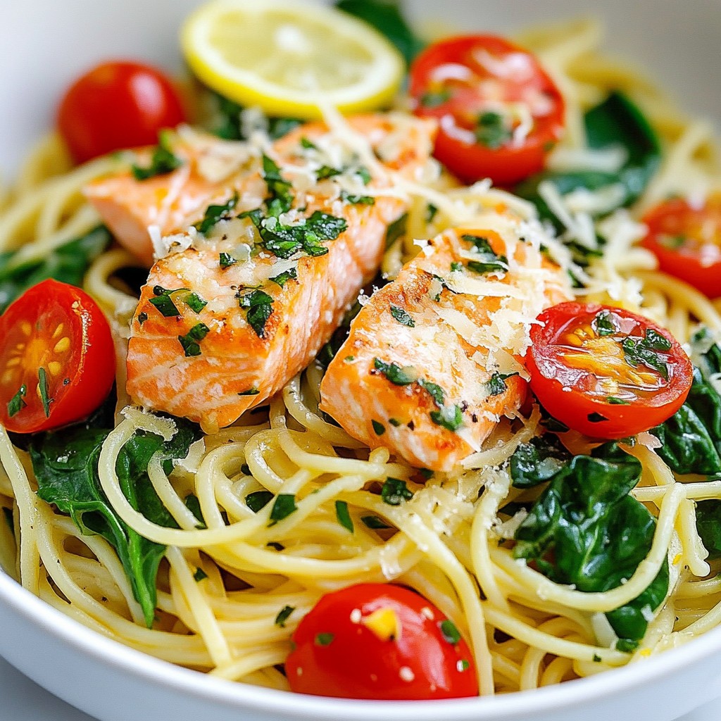 Salmon Spinach Pasta in 20 Minutes Delight Meal