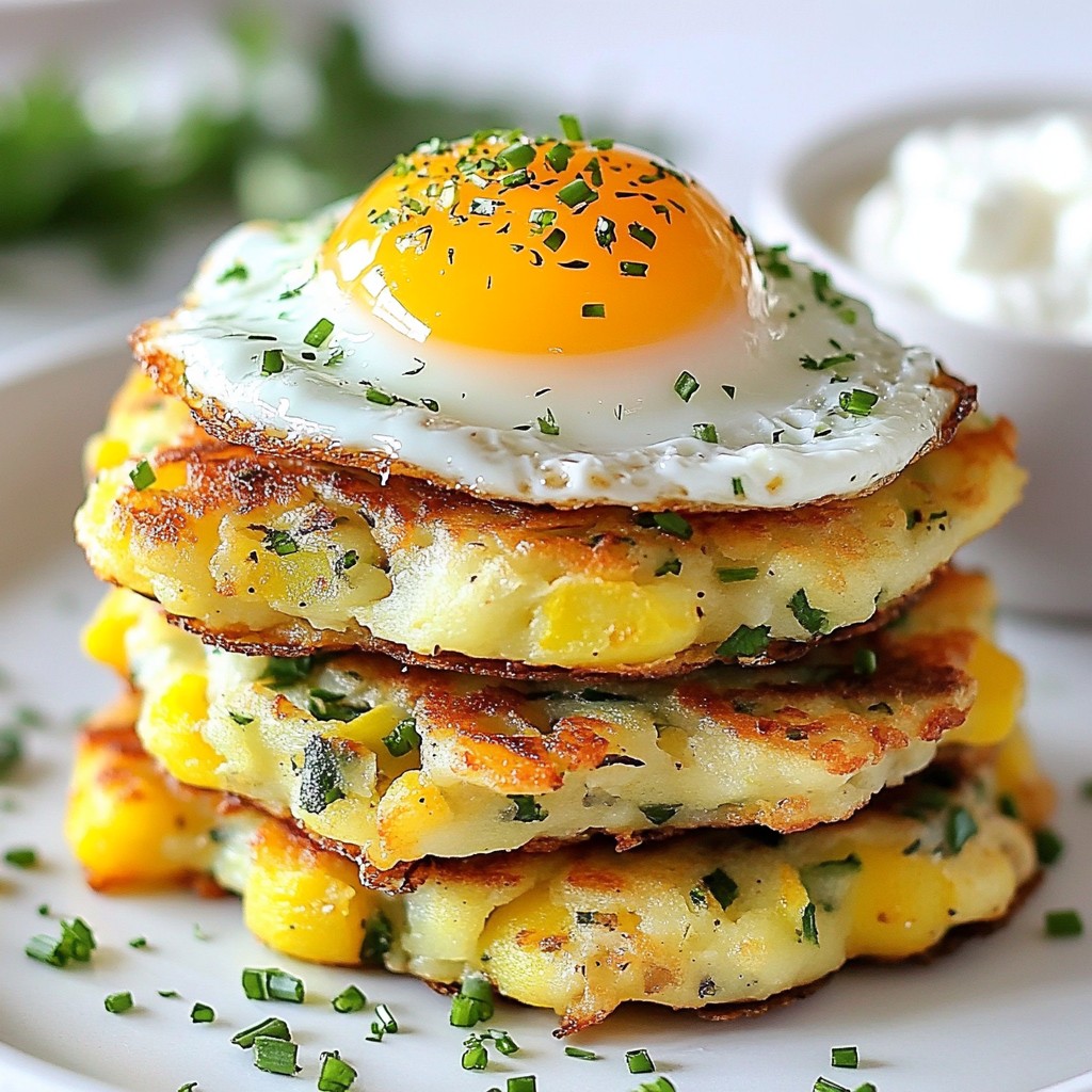Savory Breakfast Herb and Potato Fritters with Eggs