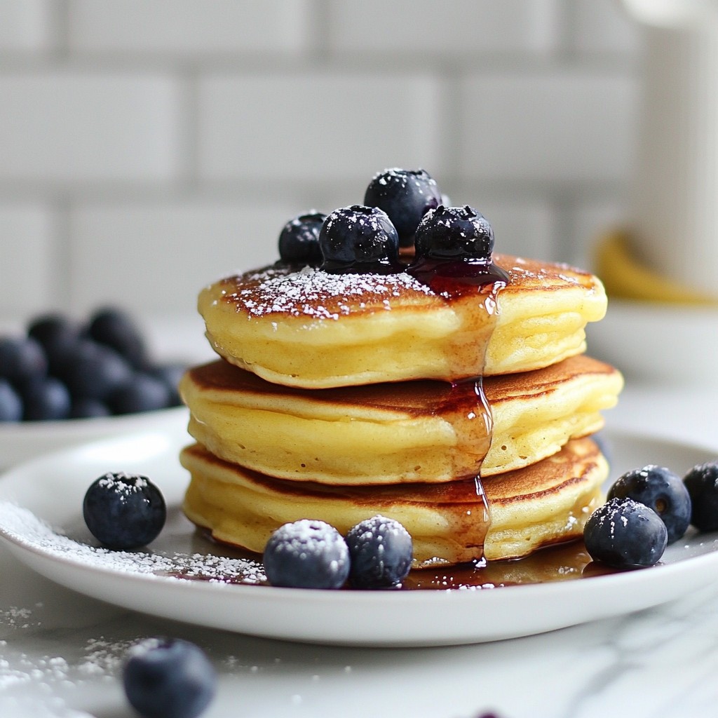 Fluffy Lemon Ricotta Pancakes with Blueberry Syrup Delight