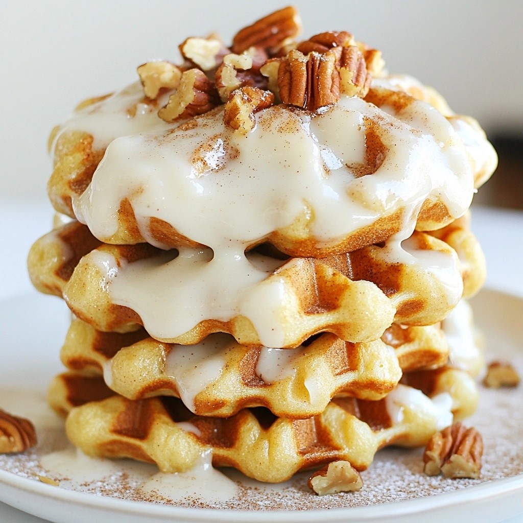 Sweet Cinnamon Roll Waffles with Cream Cheese Glaze Delight