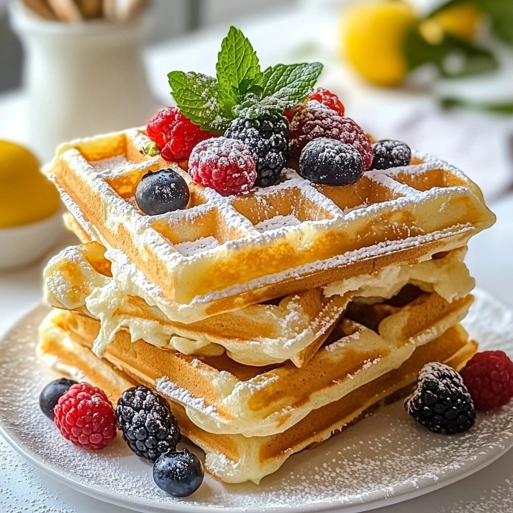 Crispy Waffles with Lemon Cream Cheese Simple Delight