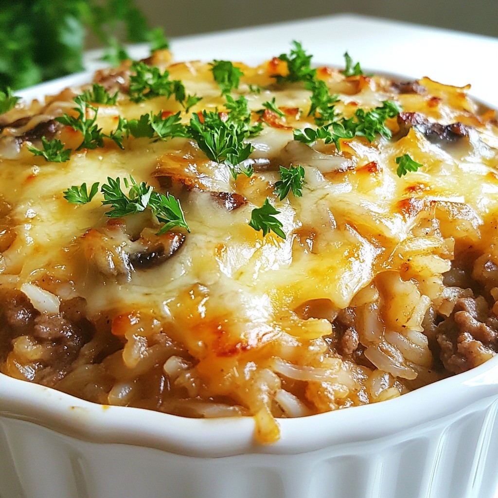 French Onion Beef and Rice Casserole Savory Dish