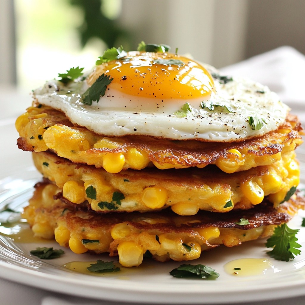 Crispy Breakfast Sweet Corn Fritters with Eggs Delight