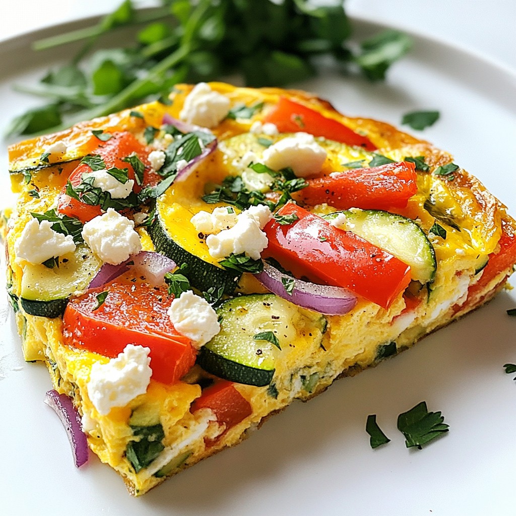 Quick Breakfast Vegetable Frittata with Feta Cheese Recipe