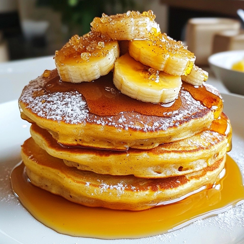 Fluffy Pancakes with Caramelized Banana Topping Recipe
