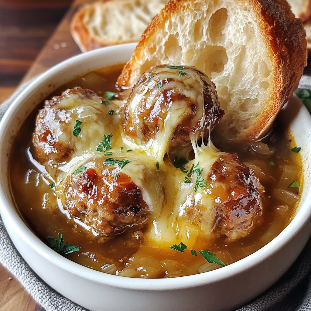 Crockpot French Onion Meatballs Savory Comfort Dish