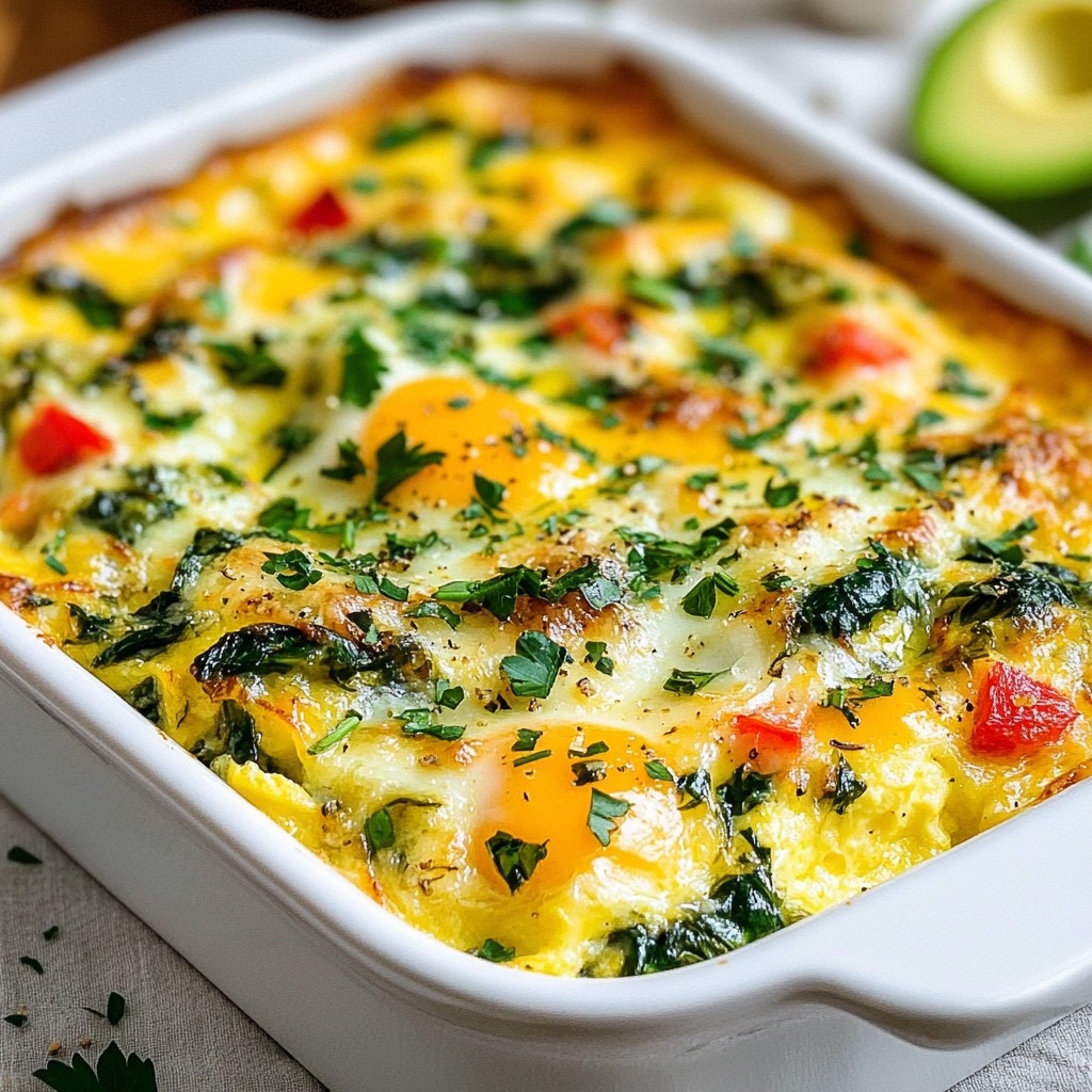 Cheesy Morning Egg and Spinach Casserole Delight