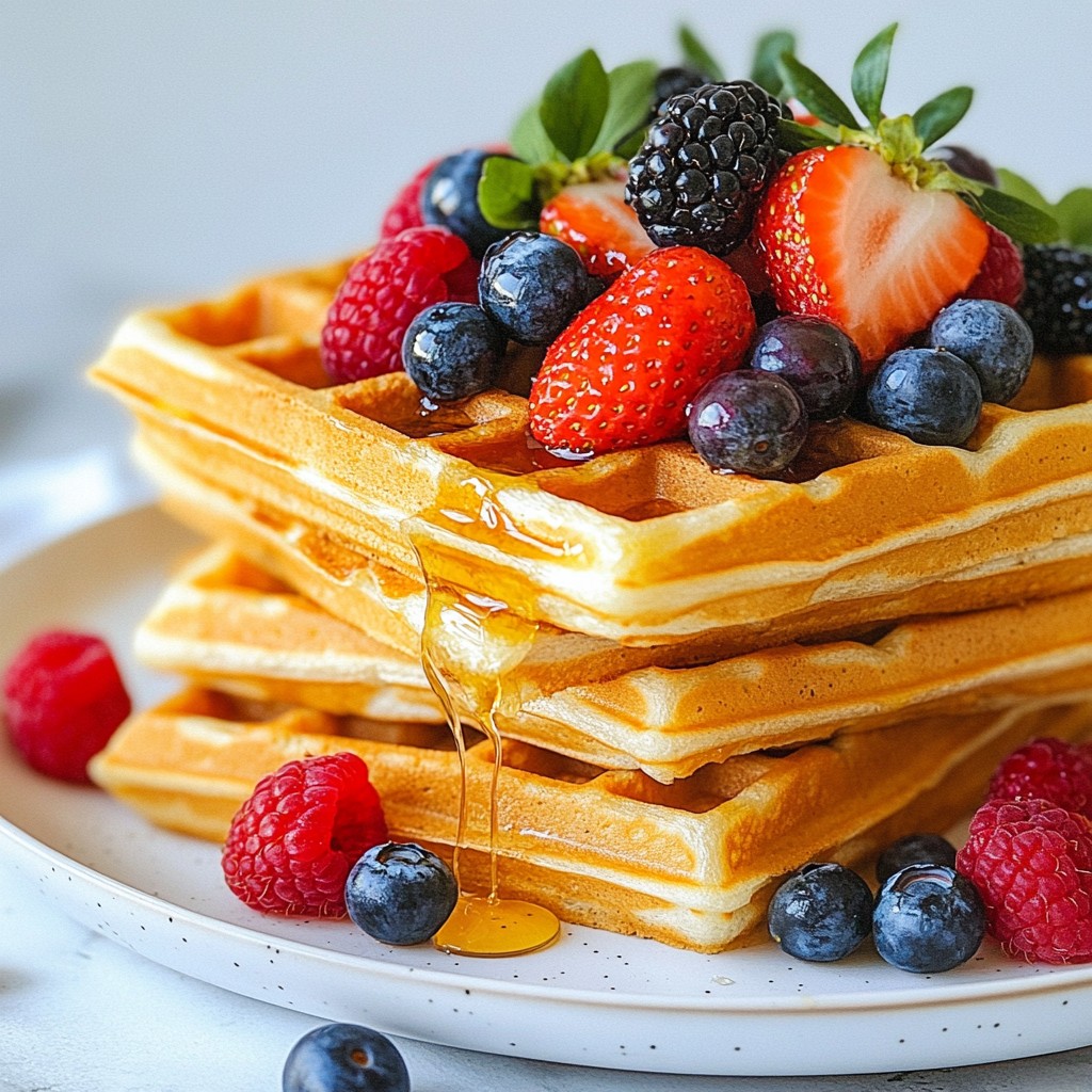 Crispy Waffles with Honey Butter and Berries Delight