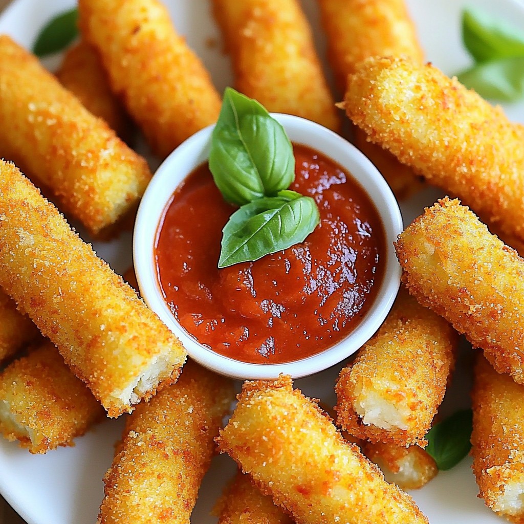 Crispy Mozzarella Sticks with Marinara Delicious Snack