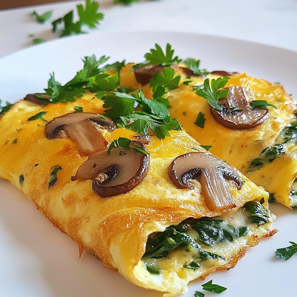 Creamy Breakfast Mushroom and Spinach Omelette Dish