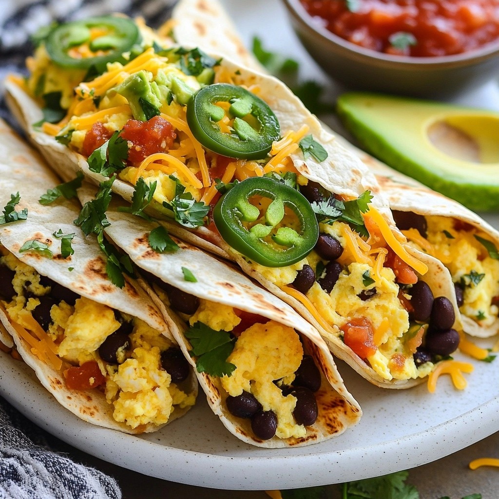 Spicy Egg and Black Bean Breakfast Burritos Delight