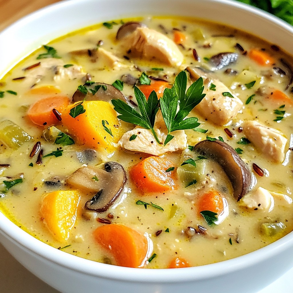 Creamy Mushroom Chicken Wild Rice Soup Delight