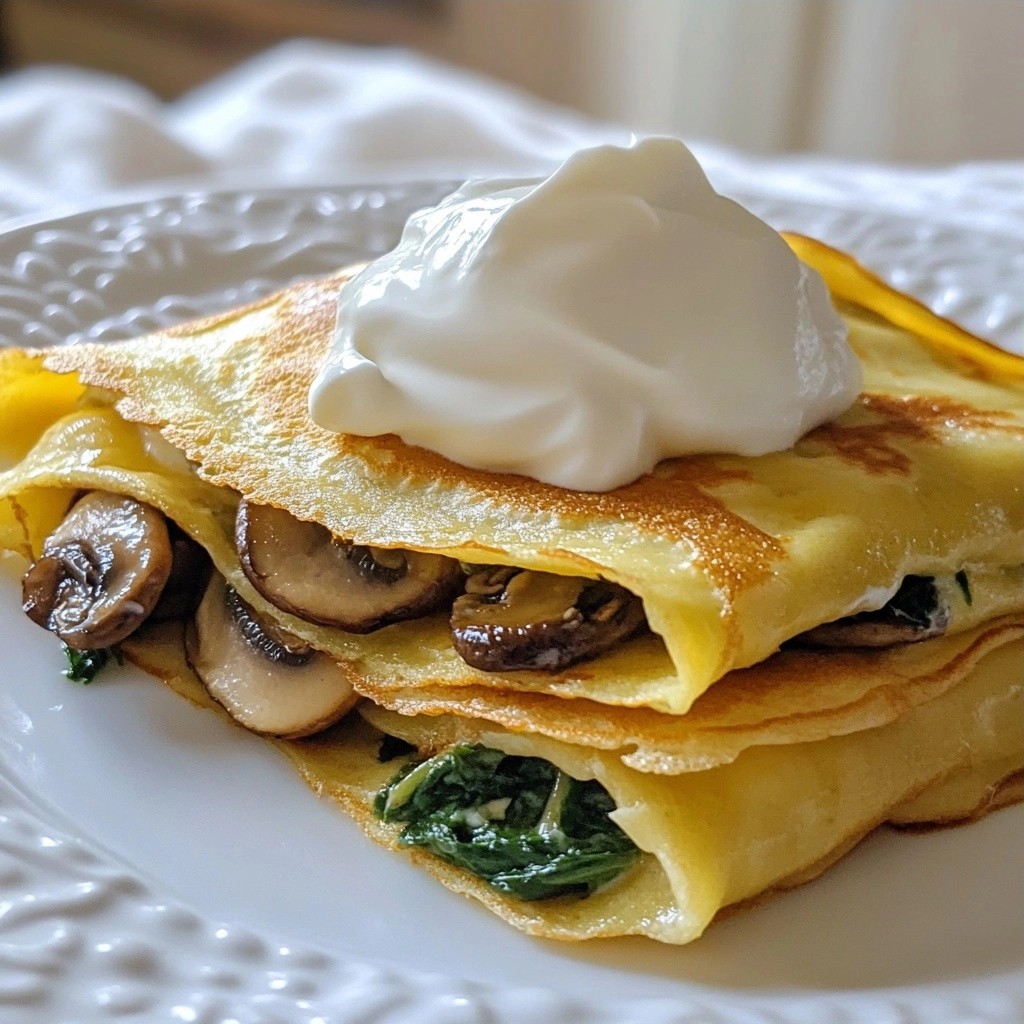 Savory Brunch Spinach and Mushroom Crepes Delight