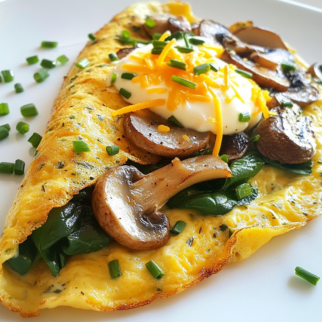 Creamy Breakfast Mushroom and Spinach Omelette Recipe