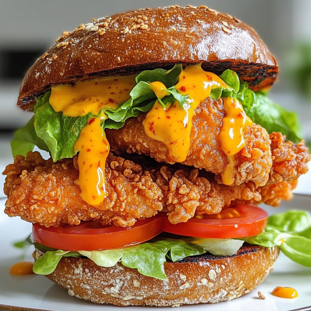 Spicy Chicken Sandwich with Creamy Sauce Delight