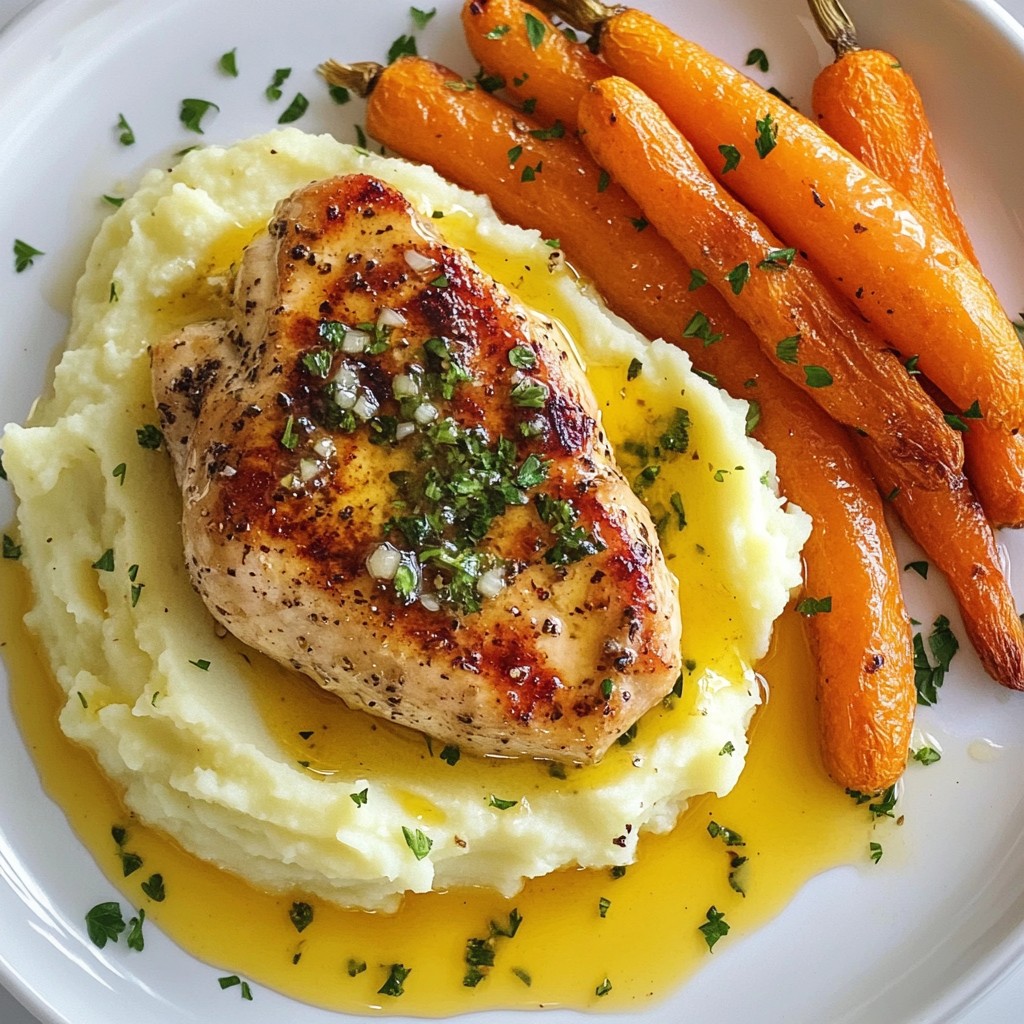 Garlic Herb Chicken with Creamy Mash and Roasted Carrots
